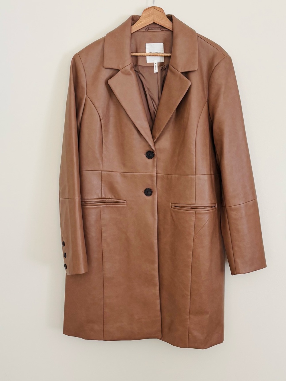 Anthropologie Avec Les Filles Faux Leather Long Blazer Coat